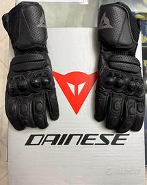 Dainese guanti in pella nera, taglia 8.5
