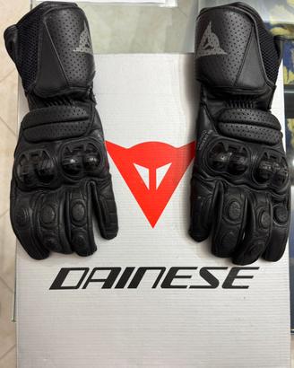 Dainese guanti in pella nera, taglia 8.5