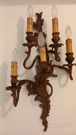 Antico Applique 5 luci in Bronzo fine 800