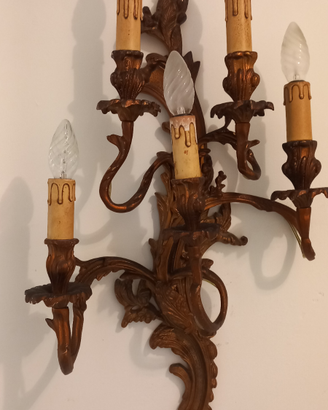 Antico Applique 5 luci in Bronzo fine 800
