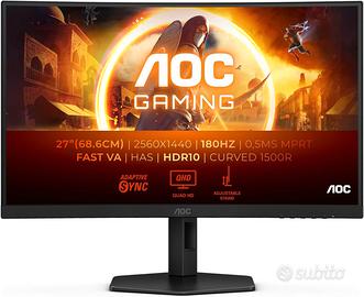AOC Gaming Monitor curvo QHD da 27 pollici, 180 Hz