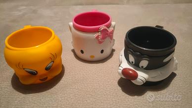 TRIS DI TAZZE DA COLLEZIONE HELLO K. TITTI GATTO S