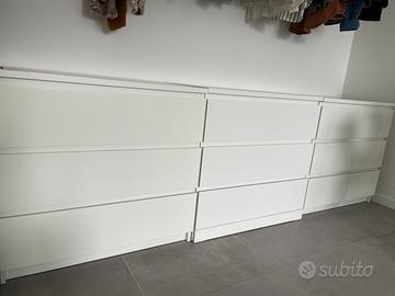 Cassettiera con 3 cassetti bianco 80x87