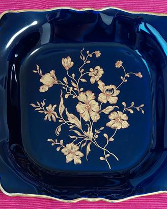 Ciotola porcellana Limoges blu e oro, cm 25