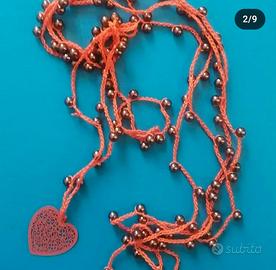 collana multifilo uncinetto,cuore