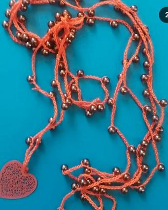 collana multifilo uncinetto,cuore