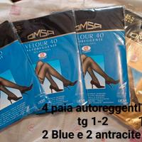 4 paia collant autoreggenti tg 1-2 ,2 blu e 2 antr