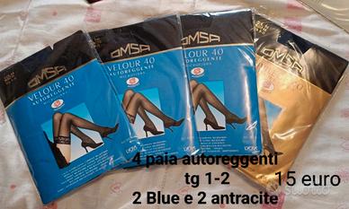 4 paia collant autoreggenti tg 1-2 ,2 blu e 2 antr