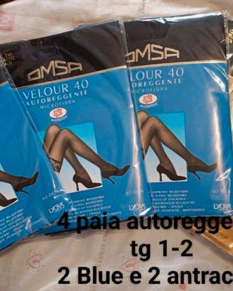 4 paia collant autoreggenti tg 1-2 ,2 blu e 2 antr
