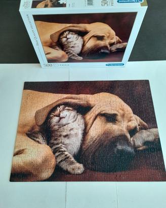 puzzle 500 cane con gatto