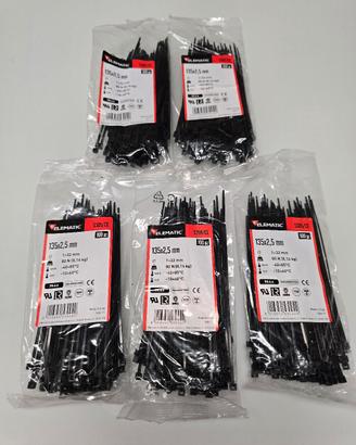 fascette elettricista nere 135x2,5 mm 500pz