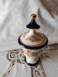 vaso in ceramica fiorentina blu cobalto e oro