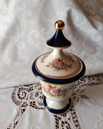 vaso in ceramica fiorentina blu cobalto e oro