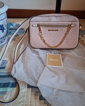 borsa Michael Kors a tracolla rosa catena oro logo