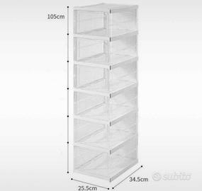 Scarpiera Pieghevole Trasparente a 6 Livelli