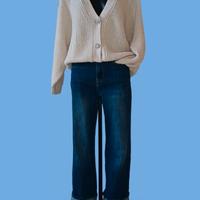 Cardigan oversize panna + Jeans straight 