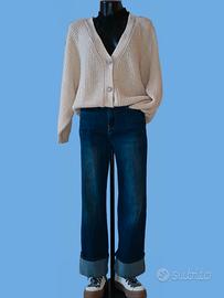 Cardigan oversize panna + Jeans straight 