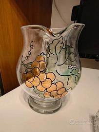 caraffa vetro fatta e dipinta a mano