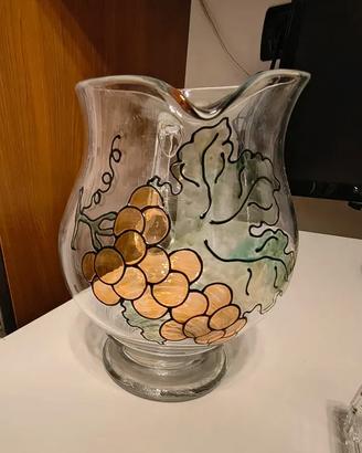 caraffa vetro fatta e dipinta a mano