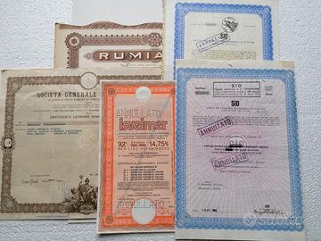 Lotto 5 azioni italiane antiche da collezione