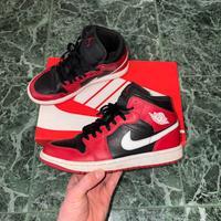 Nike Air Jordan 1 Mid Black Gym Red White 40.5