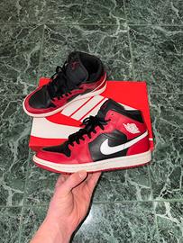 Nike Air Jordan 1 Mid Black Gym Red White 40.5