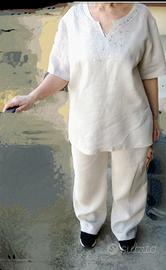 Completo pantalone in lino per donna