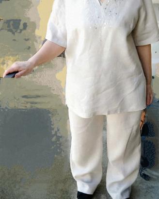 Completo pantalone in lino per donna