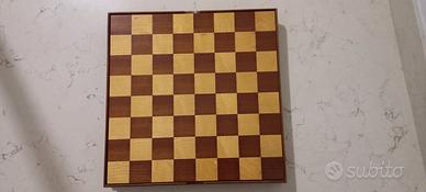 Scacchiera-Dama in legno, marca Didatto, anni 60.