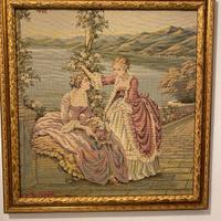 Quadro Arazzo Vintage con Cornice Dorata - Scena S