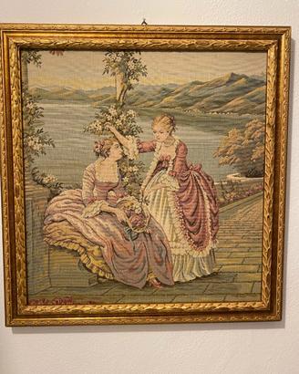 Quadro Arazzo Vintage con Cornice Dorata - Scena S