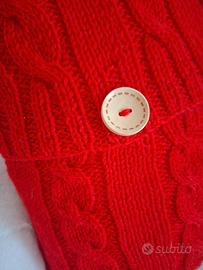 Copri cuscino lavorato a maglia rosso 40x40