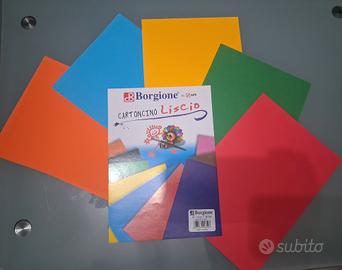 cartoncini lisci "Borgione" 50f. di 5 colori diver