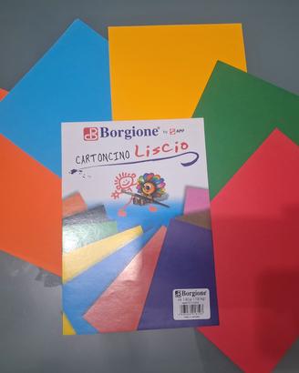 cartoncini lisci "Borgione" 50f. di 5 colori diver