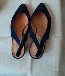 Slingback artigianali Volpi Milano blu notte 