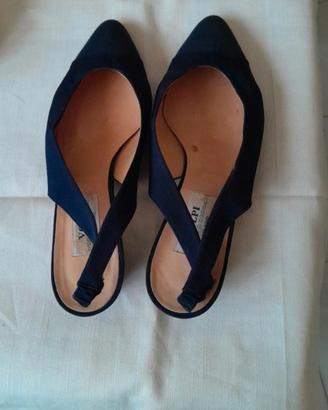 Slingback artigianali Volpi Milano blu notte 