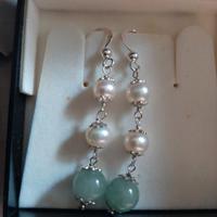 Orecchini Argento 925 Perle A.Dolce e quarzo verde