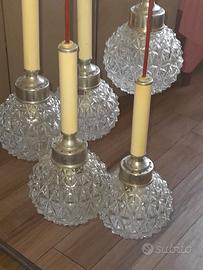 lampadario modernariato 5 sfere 