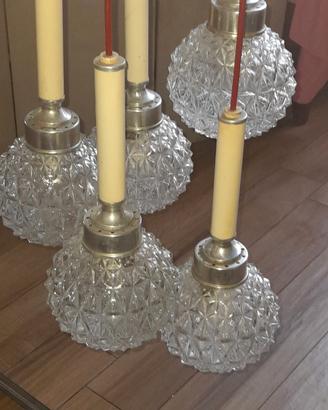 lampadario modernariato 5 sfere 