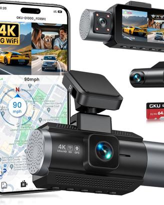 GKU 3 Canali Dash Cam Auto, 4K+1080P+1080P
