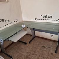 Scrivania angolare in vetro temperato