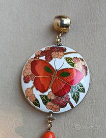 Ciondolo farfalla cloisonné vintage anni 70