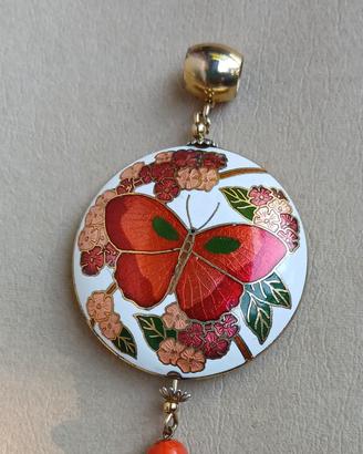 Ciondolo farfalla cloisonné vintage anni 70