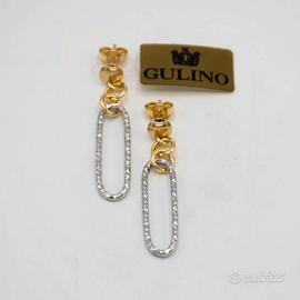 Orecchini in oro giallo e bianco 18 kt E.1050