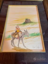 Vecchio quadro acquarello Sardo