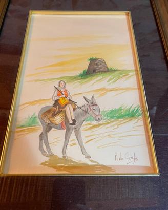 Vecchio quadro acquarello Sardo