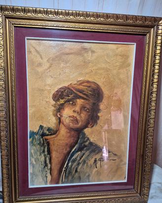 quadro ritratto vintage olio su tela 