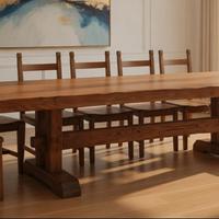 Tavolo artigianale in castagno 3,5 m + 16 sedie 