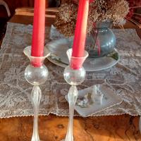 due candelabri in vetro