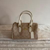 Coach Bag Rowan Satchel beige, Signature Canvas